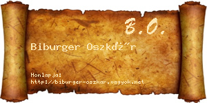 Biburger Oszkár névjegykártya